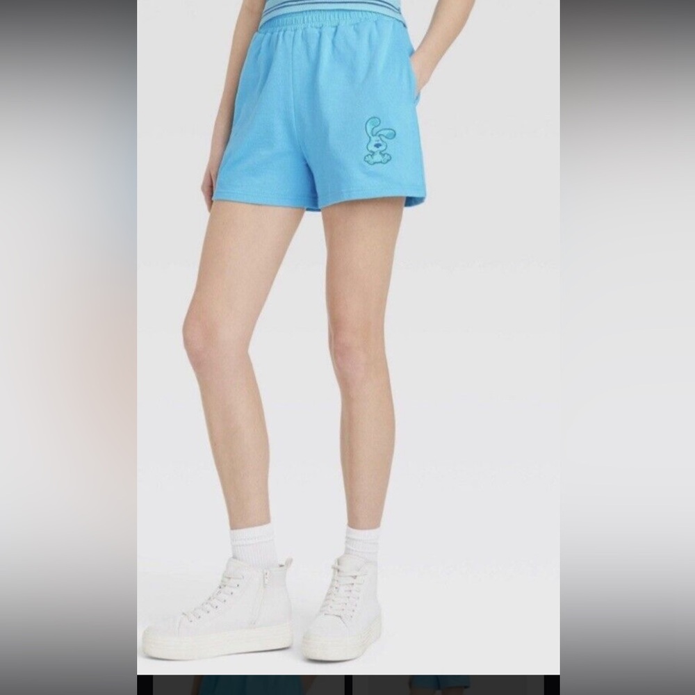 NEW Nickelodeon 90’s Blue’s‎ Clue’s Woman’s Comfy Lounge Shorts Blue small